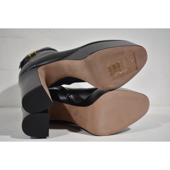 Valentino Tan-go 120 Black Leather Short Ankle Block Heel Platform Boot 41.5 - Picture 12 of 12